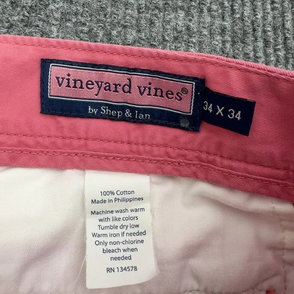 Vineyard Vines Pants Men 34x34 Pink 100% Cotton Straight Leg Chino Preppy Casual